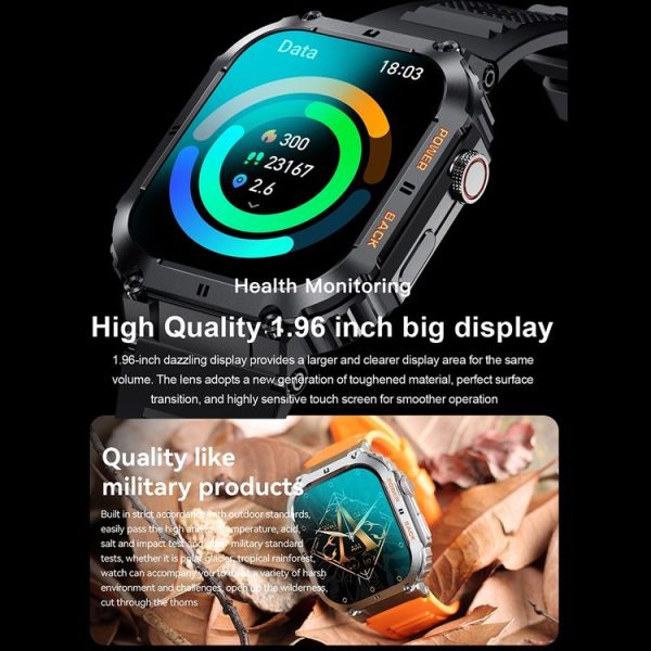 K57 Pro 1.96 Inch Bluetooth Call Music Weather Display Waterproof Smart Watch, Color: Black - Image 5