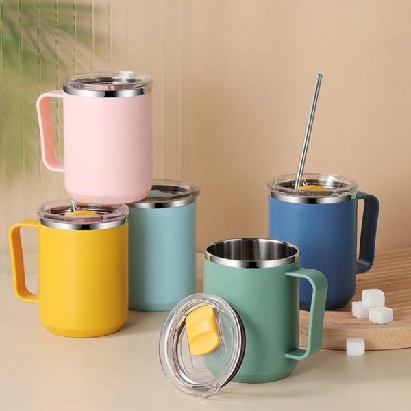 401-500ml 304 Stainless Steel Portable Mug Coffee Cup with Lid Leakproof Thermos Drink Bottle (Blue) - Image 2