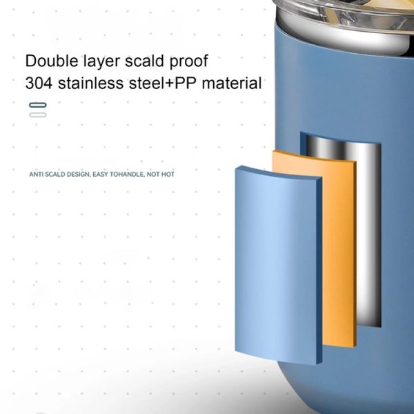 401-500ml 304 Stainless Steel Portable Mug Coffee Cup with Lid Leakproof Thermos Drink Bottle (Blue) - Image 4