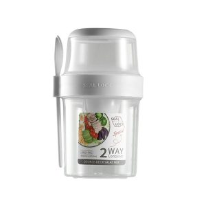 Salad Meal Shaker Cup Portable Fruit and Vegetable Container with Fork Dressing Box, Size: Small White