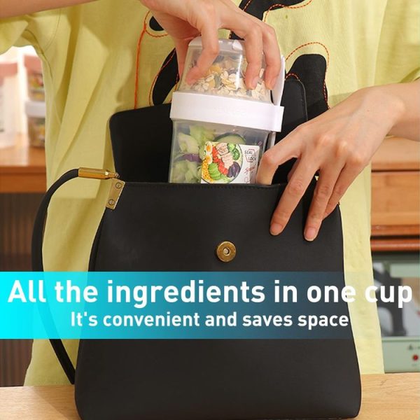 Salad Meal Shaker Cup Portable Fruit and Vegetable Container with Fork Dressing Box, Size: Small White - Image 7