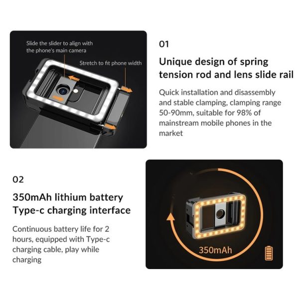 APEXEL Multifunctional Fill Light Phone Clip With 1 / 4 Inch & M17 M37 Thread Tnterface APL-FL.23 - Image 10