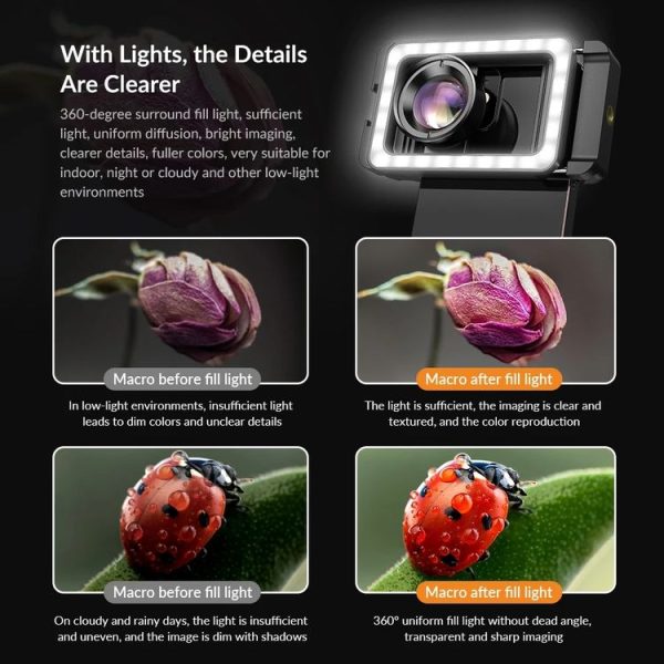 APEXEL Multifunctional Fill Light Phone Clip With 1 / 4 Inch & M17 M37 Thread Tnterface APL-FL.23 - Image 6