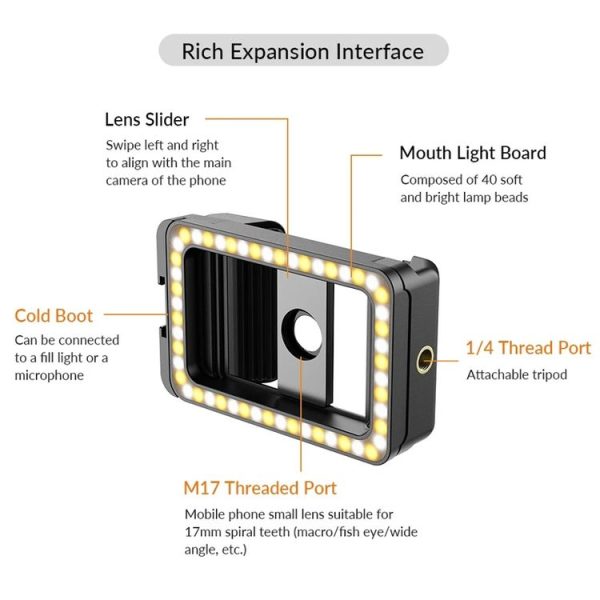 APEXEL Multifunctional Fill Light Phone Clip With 1 / 4 Inch & M17 M37 Thread Tnterface APL-FL.23 - Image 8