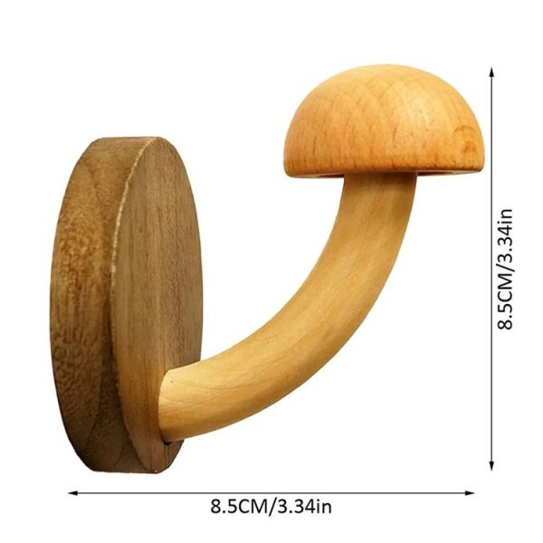 Wooden Mushroom Shape Punch-Free Coat Hook Home Decoration Storage Hook, Color: Natural Round Head - Image 3