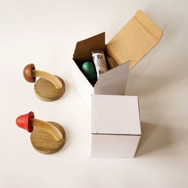 Wooden Mushroom Shape Punch-Free Coat Hook Home Decoration Storage Hook, Color: Natural Round Head - Image 7