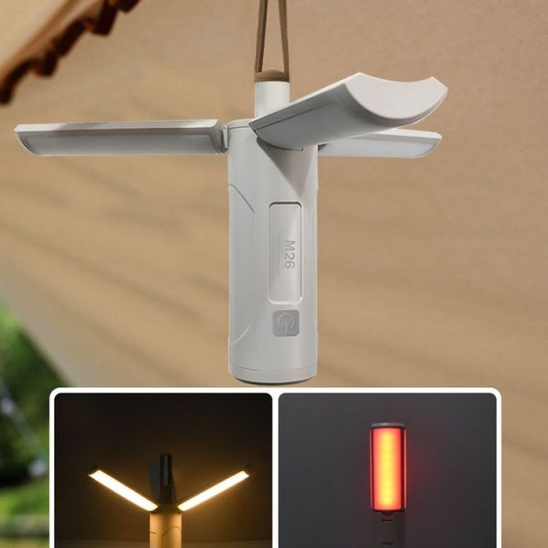 2000mAh M26 Foldable Handheld Lamp Portable Triple Leaf Hook Outdoor Flashlight Multi-Functional Camping Light - Image 10