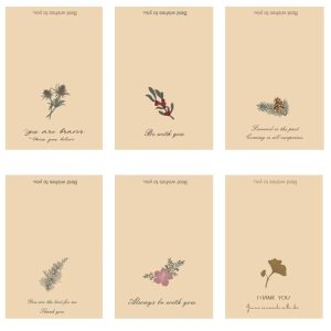 6pcs / Set DIY Thank You Printed Greeting Cards Valentine Day Greeting Message Card (Retro Plant)