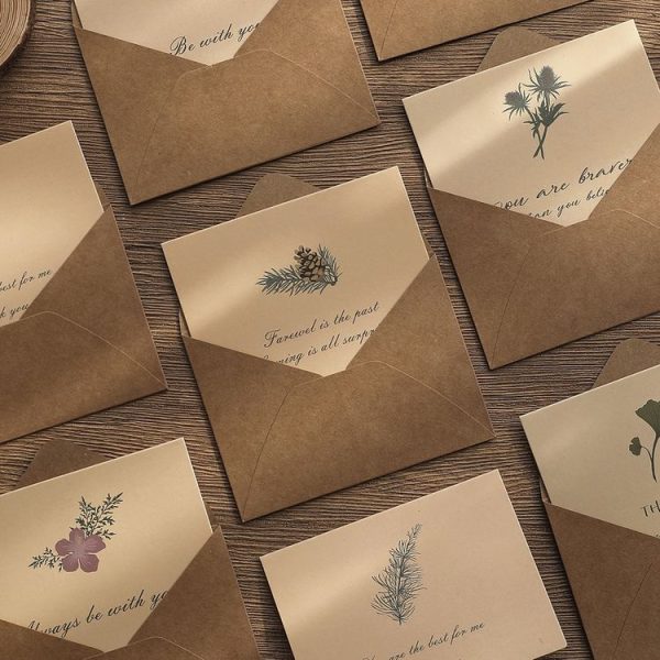 6pcs / Set DIY Thank You Printed Greeting Cards Valentine Day Greeting Message Card (Retro Plant) - Image 3