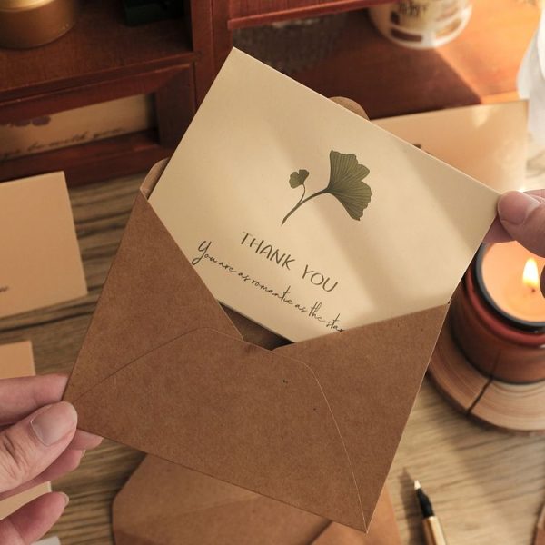 6pcs / Set DIY Thank You Printed Greeting Cards Valentine Day Greeting Message Card (Retro Plant) - Image 6