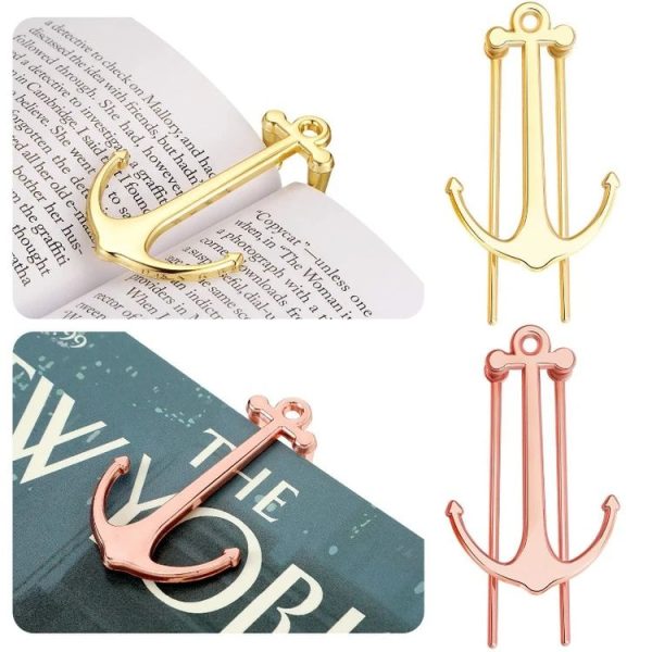 Personalized Metal Anchor Bookmark Cubic Book Page Clip Reading Aid Stationery For Students (Black) - Image 2