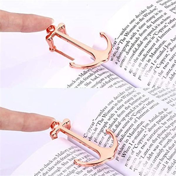 Personalized Metal Anchor Bookmark Cubic Book Page Clip Reading Aid Stationery For Students (Black) - Image 6