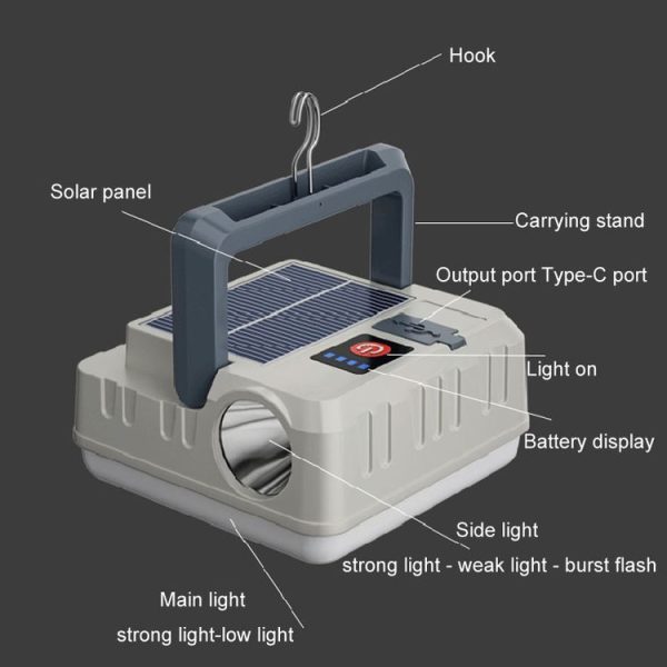 Outdoor Solar Energy Charging Camping Light Hanging Multi-Functional Tent Lamp Power Outage Emergency Lights - Image 6