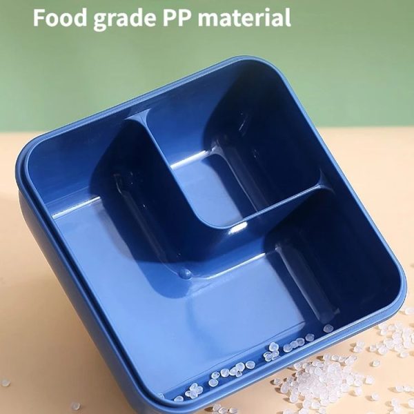 Square Microwaveable Lunch Box Hermetic Bento Box with Spoon Chopsticks (Blue) - Image 4