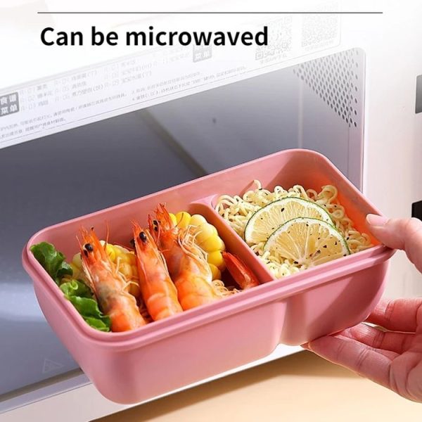 Square Microwaveable Lunch Box Hermetic Bento Box with Spoon Chopsticks (Blue) - Image 6