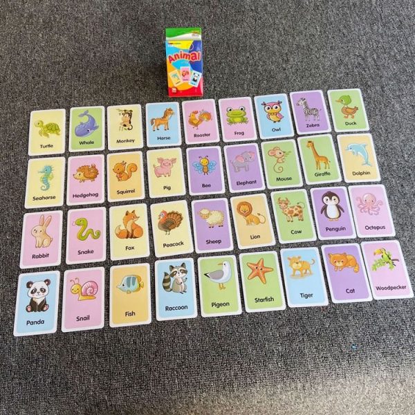 36pcs / Box Children Enlightenment Early Learning English Word Cards, Style: C1 Animal - Image 2