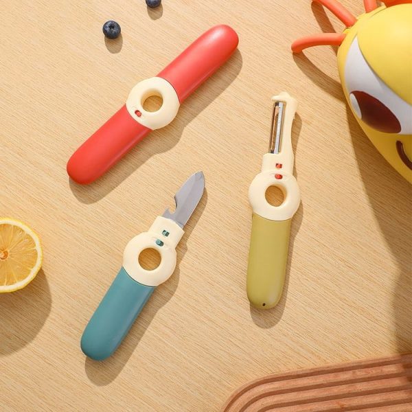 5 In 1 Multifunctional Fruit Knife Camping Travel Portable Pocket Knives (Blue) - Image 2