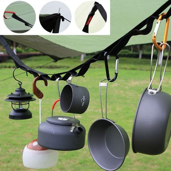 COOL CAMP CF-713 2m Outdoor Camping Multifunctional Lanyard Tent Canopy Hanger Straps Windproof Clothesline (Black) - Image 2