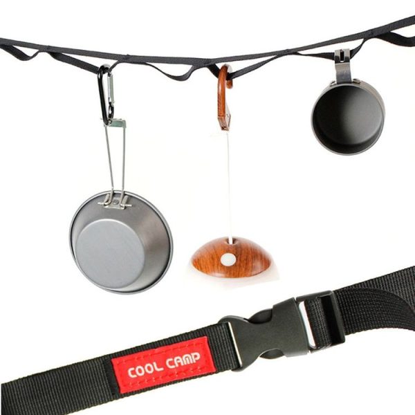 COOL CAMP CF-713 2m Outdoor Camping Multifunctional Lanyard Tent Canopy Hanger Straps Windproof Clothesline (Black) - Image 5