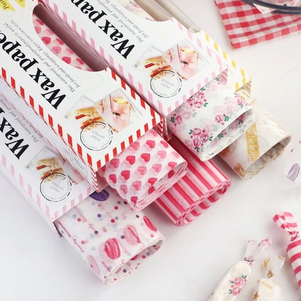 50sheets / Pack Food Wrapping Paper Baking Wax Paper Grease Proof Waterproof Liners, Spec: Heart - Image 2