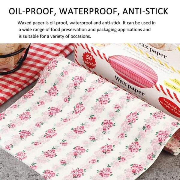 50sheets / Pack Food Wrapping Paper Baking Wax Paper Grease Proof Waterproof Liners, Spec: Heart - Image 4