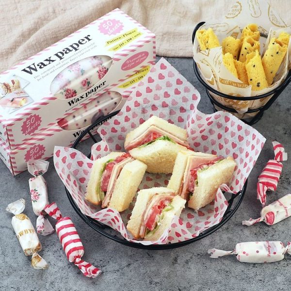 50sheets / Pack Food Wrapping Paper Baking Wax Paper Grease Proof Waterproof Liners, Spec: Heart - Image 7