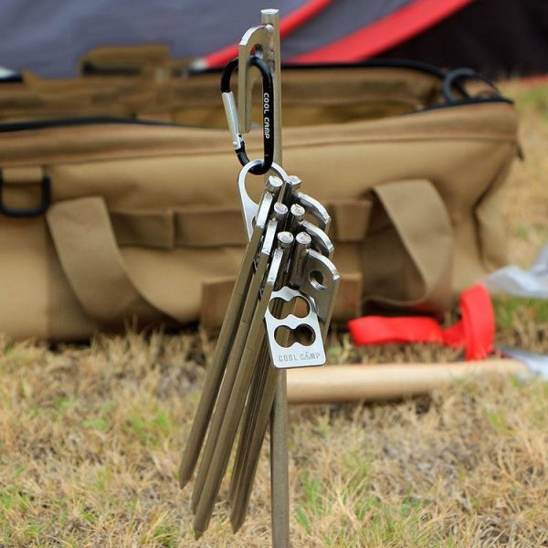 COOLCAMP CF-A207 Outdoor Camping Tent Peg Organizer Portable Stainless Steel Camping Peg Shelf, Size: 28x105mm - Image 5