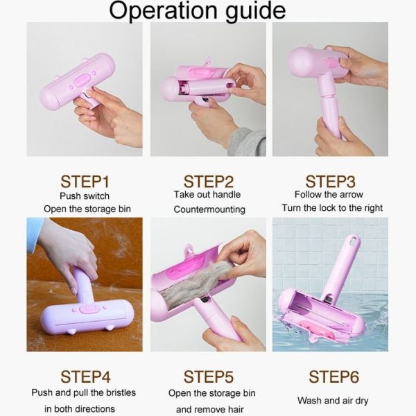 Portable Washable Roller Hair Sticker Pig Shape Pet Static Hair Remover (Pink) - Image 11