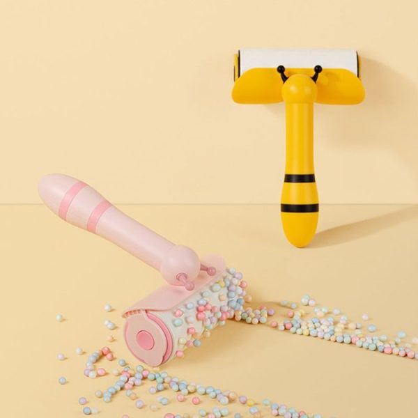 Portable Roller Sticker Bee Shaped Pet Hair Cleaner And Remover (Yellow) - Image 2