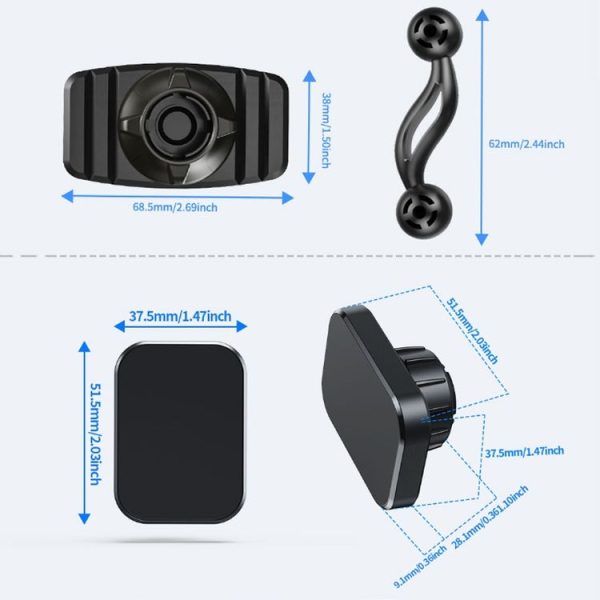 Double-headed 360 Degree Car Magnetic Mobile Phone Navigation Holder (Black) - Image 3