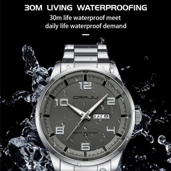 CRRJU 5005 Men Steel Strap Watch Simple Business Personalized Waterproof Watch With Calendar Display (Golden) - Image 6