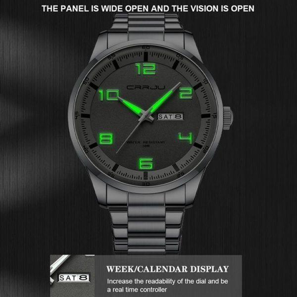 CRRJU 5005 Men Steel Strap Watch Simple Business Personalized Waterproof Watch With Calendar Display (Golden) - Image 7
