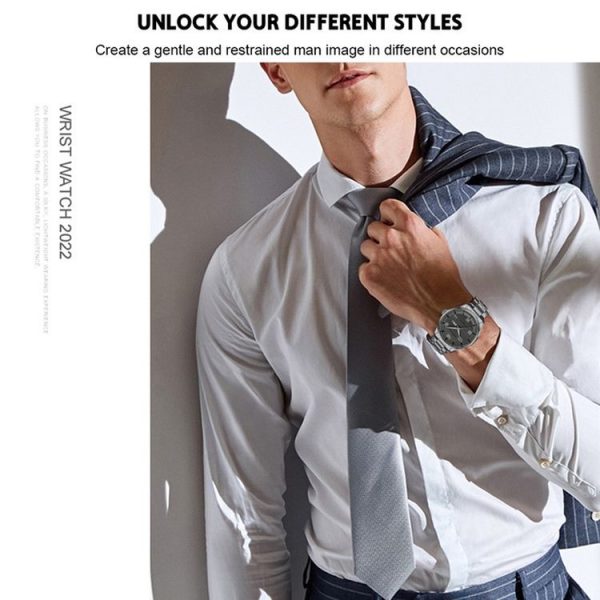 CRRJU 5005 Men Steel Strap Watch Simple Business Personalized Waterproof Watch With Calendar Display (Golden) - Image 8