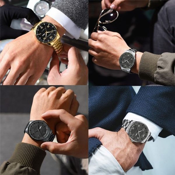 CRRJU 5005 Men Steel Strap Watch Simple Business Personalized Waterproof Watch With Calendar Display (Golden) - Image 9