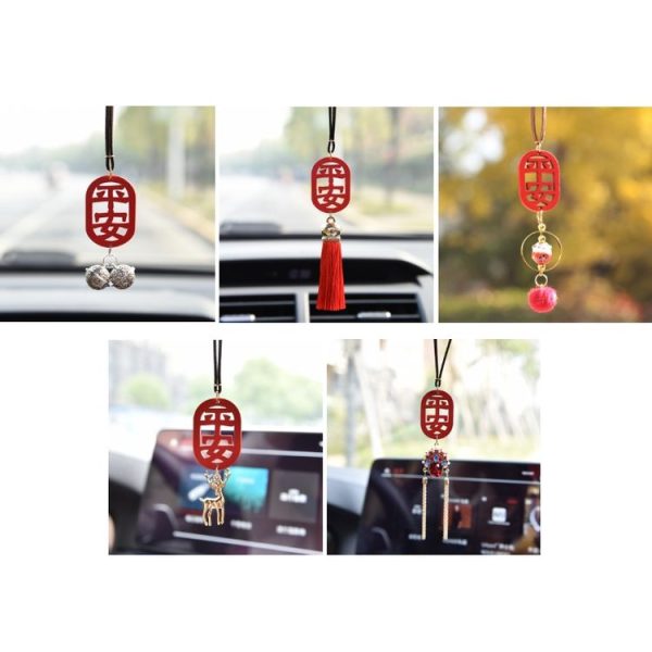 Chinese Style Car Interior Rearview Mirror Prayer Pendant, Color: Bell - Image 2