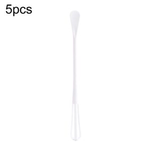 5pcs Household Mini Whisk With Small Spoon Kitchen Multifunctional Stirring Stick (White)