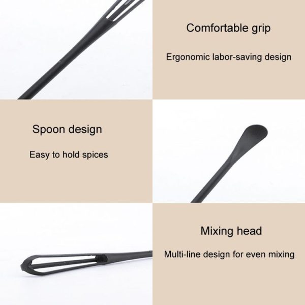 5pcs Household Mini Whisk With Small Spoon Kitchen Multifunctional Stirring Stick (White) - Image 4