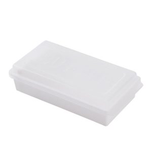 Household Square Butter Cutting Crisper With Lid Kitchen Cheese Storage Box (White)