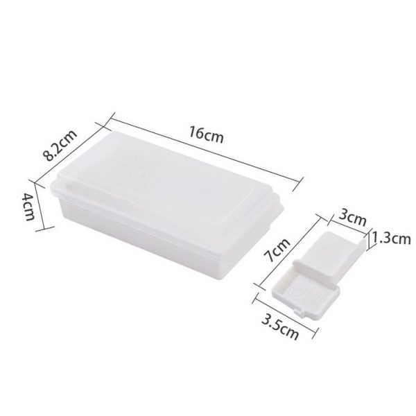 Household Square Butter Cutting Crisper With Lid Kitchen Cheese Storage Box (White) - Image 3