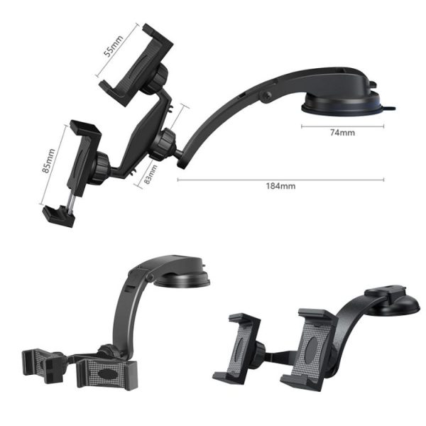Car Dashboard Suction Cup Double Chuck Mobile Phone Holder (ZP-T1) - Image 2