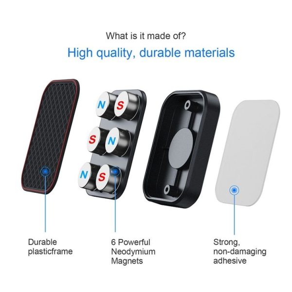 Flat Adhesive Magnetic Car Mobile Phone Navigation Holder (Red) - Image 4