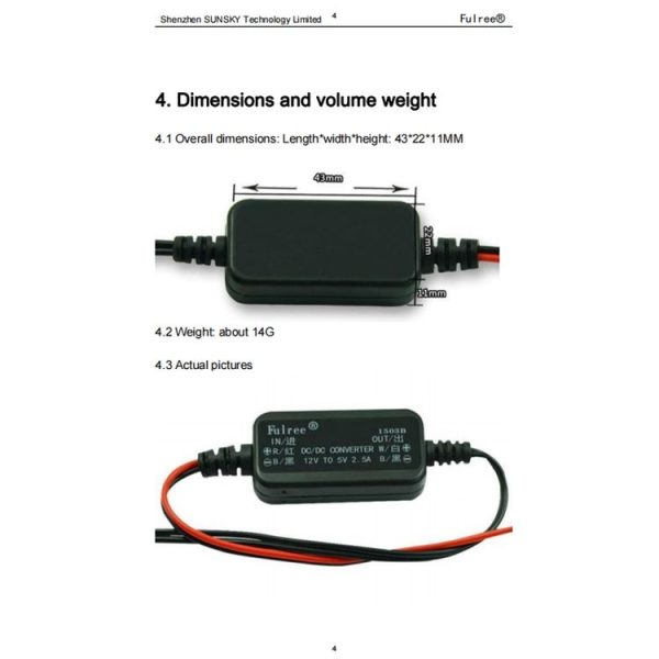 Fulree 12V To 3.3V 2.5A Vehicle Power Supply DC Ultra Thin Step-Down Power Converter - Image 10