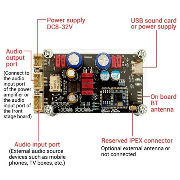 QCC3034 Bluetooth Lossless Decoder Board APTX Amplifier Wireless Receiver - Image 8