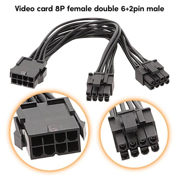 20cm 8P Female To Dual 6+2Pin Male Graphics Card Power Cable 8P To Dual 8P 1 To 2 Power Adapter Cable - Image 6