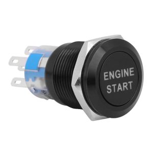 19MM Car Modification One-Button Start Switch Waterproof LED Metal Button (Black)