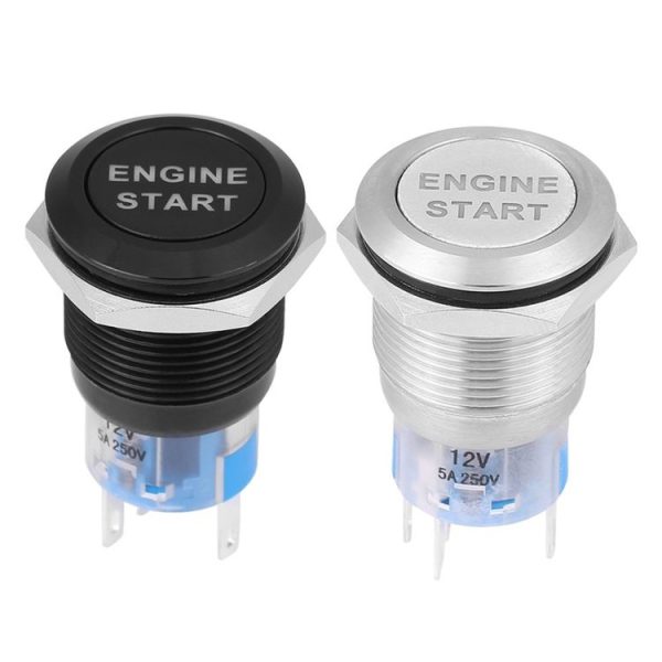 19MM Car Modification One-Button Start Switch Waterproof LED Metal Button (Black) - Image 2