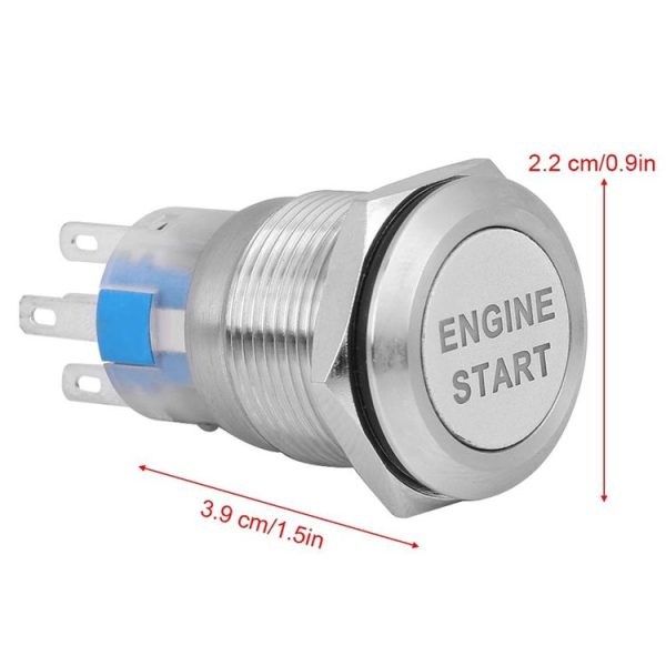19MM Car Modification One-Button Start Switch Waterproof LED Metal Button (Black) - Image 3
