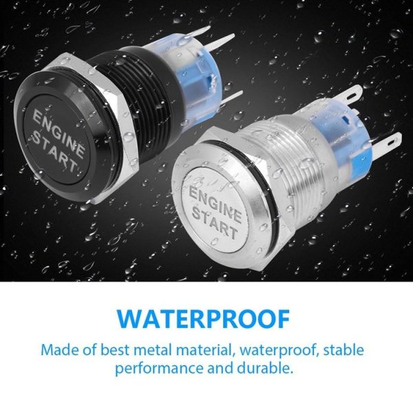 19MM Car Modification One-Button Start Switch Waterproof LED Metal Button (Black) - Image 5