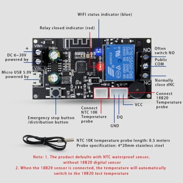 WIFI Wireless Cell Phone Remote Thermostat Control Switch Module, Model: No Display - Image 3