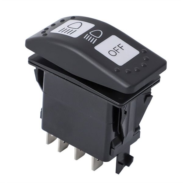 12V Car Modified Far Near Light Self-Locking Waterproof Switch (Black)